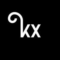 kx carta logotipo design em fundo preto. kx conceito de logotipo de letra de iniciais criativas. kx design de letras. kx desenho de letra branca sobre fundo preto. kx, logotipo kx vetor