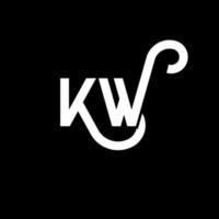 kw carta logotipo design em fundo preto. kw conceito de logotipo de letra de iniciais criativas. kw design de letras. kw desenho de letra branca sobre fundo preto. kw, kw logotipo vetor