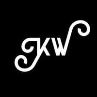 kw carta logotipo design em fundo preto. kw conceito de logotipo de letra de iniciais criativas. kw design de letras. kw desenho de letra branca sobre fundo preto. kw, kw logotipo vetor