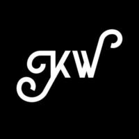 kw carta logotipo design em fundo preto. kw conceito de logotipo de letra de iniciais criativas. kw design de letras. kw desenho de letra branca sobre fundo preto. kw, kw logotipo vetor