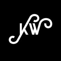 kw carta logotipo design em fundo preto. kw conceito de logotipo de letra de iniciais criativas. kw design de letras. kw desenho de letra branca sobre fundo preto. kw, kw logotipo vetor