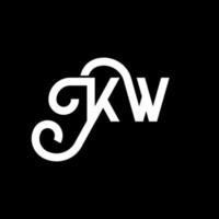 kw carta logotipo design em fundo preto. kw conceito de logotipo de letra de iniciais criativas. kw design de letras. kw desenho de letra branca sobre fundo preto. kw, kw logotipo vetor