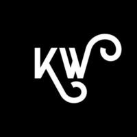 kw carta logotipo design em fundo preto. kw conceito de logotipo de letra de iniciais criativas. kw design de letras. kw desenho de letra branca sobre fundo preto. kw, kw logotipo vetor