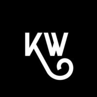 kw carta logotipo design em fundo preto. kw conceito de logotipo de letra de iniciais criativas. kw design de letras. kw desenho de letra branca sobre fundo preto. kw, kw logotipo vetor