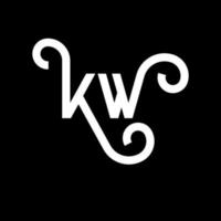 kw carta logotipo design em fundo preto. kw conceito de logotipo de letra de iniciais criativas. kw design de letras. kw desenho de letra branca sobre fundo preto. kw, kw logotipo vetor