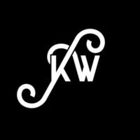 kw carta logotipo design em fundo preto. kw conceito de logotipo de letra de iniciais criativas. kw design de letras. kw desenho de letra branca sobre fundo preto. kw, kw logotipo vetor