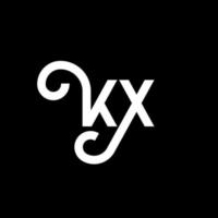 kx carta logotipo design em fundo preto. kx conceito de logotipo de letra de iniciais criativas. kx design de letras. kx desenho de letra branca sobre fundo preto. kx, logotipo kx vetor