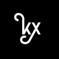 kx carta logotipo design em fundo preto. kx conceito de logotipo de letra de iniciais criativas. kx design de letras. kx desenho de letra branca sobre fundo preto. kx, logotipo kx vetor