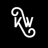 kw carta logotipo design em fundo preto. kw conceito de logotipo de letra de iniciais criativas. kw design de letras. kw desenho de letra branca sobre fundo preto. kw, kw logotipo vetor