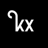 kx carta logotipo design em fundo preto. kx conceito de logotipo de letra de iniciais criativas. kx design de letras. kx desenho de letra branca sobre fundo preto. kx, logotipo kx vetor