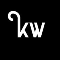 kw carta logotipo design em fundo preto. kw conceito de logotipo de letra de iniciais criativas. kw design de letras. kw desenho de letra branca sobre fundo preto. kw, kw logotipo vetor