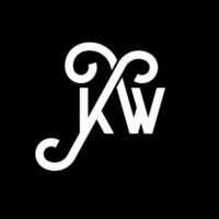 kw carta logotipo design em fundo preto. kw conceito de logotipo de letra de iniciais criativas. kw design de letras. kw desenho de letra branca sobre fundo preto. kw, kw logotipo vetor