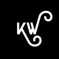 kw carta logotipo design em fundo preto. kw conceito de logotipo de letra de iniciais criativas. kw design de letras. kw desenho de letra branca sobre fundo preto. kw, kw logotipo vetor