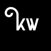 kw carta logotipo design em fundo preto. kw conceito de logotipo de letra de iniciais criativas. kw design de letras. kw desenho de letra branca sobre fundo preto. kw, kw logotipo vetor