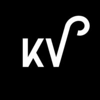 design de logotipo de letra kv em fundo preto. conceito de logotipo de letra de iniciais criativas kv. design de letra kv. kv desenho de letra branca sobre fundo preto. kv, logotipo kv vetor