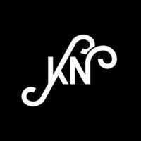 design de logotipo de letra kn em fundo preto. kn conceito de logotipo de letra de iniciais criativas. design de letra kn. kn desenho de letra branca sobre fundo preto. kn, logotipo kn vetor