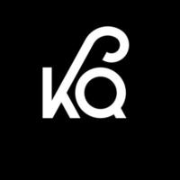 design de logotipo de letra kq em fundo preto. kq conceito de logotipo de letra de iniciais criativas. desenho de letra kq. kq desenho de letra branca sobre fundo preto. kq, logotipo kq vetor