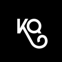 design de logotipo de letra kq em fundo preto. kq conceito de logotipo de letra de iniciais criativas. desenho de letra kq. kq desenho de letra branca sobre fundo preto. kq, logotipo kq vetor