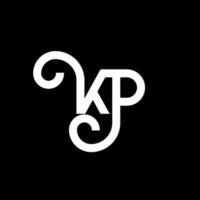 kp carta logotipo design em fundo preto. conceito de logotipo de letra de iniciais criativas kp. desenho de letra kp. kp desenho de letra branca sobre fundo preto. kp, logotipo kp vetor