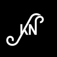 design de logotipo de letra kn em fundo preto. kn conceito de logotipo de letra de iniciais criativas. design de letra kn. kn desenho de letra branca sobre fundo preto. kn, logotipo kn vetor