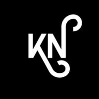 design de logotipo de letra kn em fundo preto. kn conceito de logotipo de letra de iniciais criativas. design de letra kn. kn desenho de letra branca sobre fundo preto. kn, logotipo kn vetor