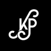 kp carta logotipo design em fundo preto. conceito de logotipo de letra de iniciais criativas kp. desenho de letra kp. kp desenho de letra branca sobre fundo preto. kp, logotipo kp vetor