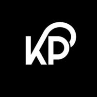 kp carta logotipo design em fundo preto. conceito de logotipo de letra de iniciais criativas kp. desenho de letra kp. kp desenho de letra branca sobre fundo preto. kp, logotipo kp vetor
