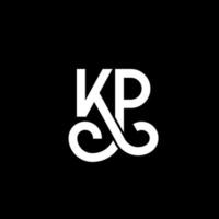 kp carta logotipo design em fundo preto. conceito de logotipo de letra de iniciais criativas kp. desenho de letra kp. kp desenho de letra branca sobre fundo preto. kp, logotipo kp vetor