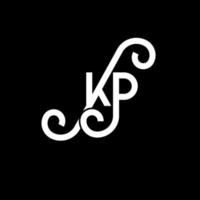 kp carta logotipo design em fundo preto. conceito de logotipo de letra de iniciais criativas kp. desenho de letra kp. kp desenho de letra branca sobre fundo preto. kp, logotipo kp vetor