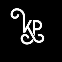 kp carta logotipo design em fundo preto. conceito de logotipo de letra de iniciais criativas kp. desenho de letra kp. kp desenho de letra branca sobre fundo preto. kp, logotipo kp vetor