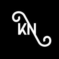 design de logotipo de letra kn em fundo preto. kn conceito de logotipo de letra de iniciais criativas. design de letra kn. kn desenho de letra branca sobre fundo preto. kn, logotipo kn vetor