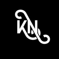 design de logotipo de letra kn em fundo preto. kn conceito de logotipo de letra de iniciais criativas. design de letra kn. kn desenho de letra branca sobre fundo preto. kn, logotipo kn vetor