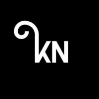 design de logotipo de letra kn em fundo preto. kn conceito de logotipo de letra de iniciais criativas. design de letra kn. kn desenho de letra branca sobre fundo preto. kn, logotipo kn vetor