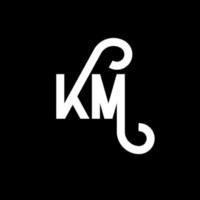 design de logotipo de letra km em fundo preto. km conceito de logotipo de letra de iniciais criativas. desenho de letra km. km design de letra branca sobre fundo preto. km, logotipo km vetor