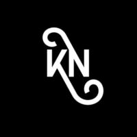 design de logotipo de letra kn em fundo preto. kn conceito de logotipo de letra de iniciais criativas. design de letra kn. kn desenho de letra branca sobre fundo preto. kn, logotipo kn vetor