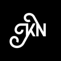 design de logotipo de letra kn em fundo preto. kn conceito de logotipo de letra de iniciais criativas. design de letra kn. kn desenho de letra branca sobre fundo preto. kn, logotipo kn vetor