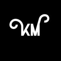 design de logotipo de letra km em fundo preto. km conceito de logotipo de letra de iniciais criativas. desenho de letra km. km design de letra branca sobre fundo preto. km, logotipo km vetor