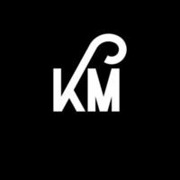 design de logotipo de letra km em fundo preto. km conceito de logotipo de letra de iniciais criativas. desenho de letra km. km design de letra branca sobre fundo preto. km, logotipo km vetor