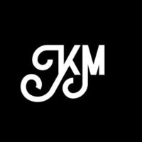 design de logotipo de letra km em fundo preto. km conceito de logotipo de letra de iniciais criativas. desenho de letra km. km design de letra branca sobre fundo preto. km, logotipo km vetor