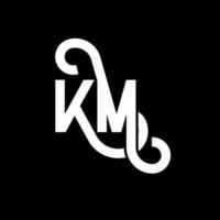 design de logotipo de letra km em fundo preto. km conceito de logotipo de letra de iniciais criativas. desenho de letra km. km design de letra branca sobre fundo preto. km, logotipo km vetor