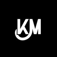 design de logotipo de letra km em fundo preto. km conceito de logotipo de letra de iniciais criativas. desenho de letra km. km design de letra branca sobre fundo preto. km, logotipo km vetor