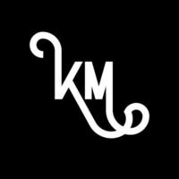 design de logotipo de letra km em fundo preto. km conceito de logotipo de letra de iniciais criativas. desenho de letra km. km design de letra branca sobre fundo preto. km, logotipo km vetor