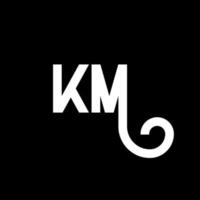 design de logotipo de letra km em fundo preto. km conceito de logotipo de letra de iniciais criativas. desenho de letra km. km design de letra branca sobre fundo preto. km, logotipo km vetor