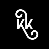 kk design de logotipo de carta em fundo preto. kk conceito de logotipo de letra de iniciais criativas. kk design de letras. kk design de letra branca sobre fundo preto. kk, logo kk vetor