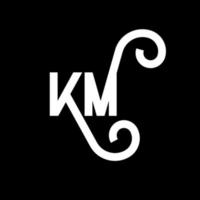 design de logotipo de letra km em fundo preto. km conceito de logotipo de letra de iniciais criativas. desenho de letra km. km design de letra branca sobre fundo preto. km, logotipo km vetor