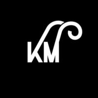 design de logotipo de letra km em fundo preto. km conceito de logotipo de letra de iniciais criativas. desenho de letra km. km design de letra branca sobre fundo preto. km, logotipo km vetor