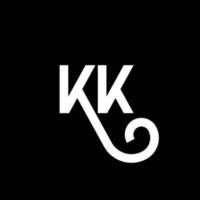 kk design de logotipo de carta em fundo preto. kk conceito de logotipo de letra de iniciais criativas. kk design de letras. kk design de letra branca sobre fundo preto. kk, logo kk vetor