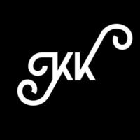 kk design de logotipo de carta em fundo preto. kk conceito de logotipo de letra de iniciais criativas. kk design de letras. kk design de letra branca sobre fundo preto. kk, logo kk vetor