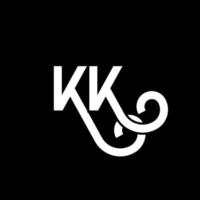 kk design de logotipo de carta em fundo preto. kk conceito de logotipo de letra de iniciais criativas. kk design de letras. kk design de letra branca sobre fundo preto. kk, logo kk vetor