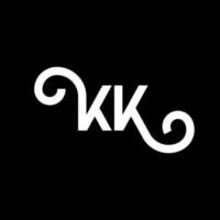 kk design de logotipo de carta em fundo preto. kk conceito de logotipo de letra de iniciais criativas. kk design de letras. kk design de letra branca sobre fundo preto. kk, logo kk vetor